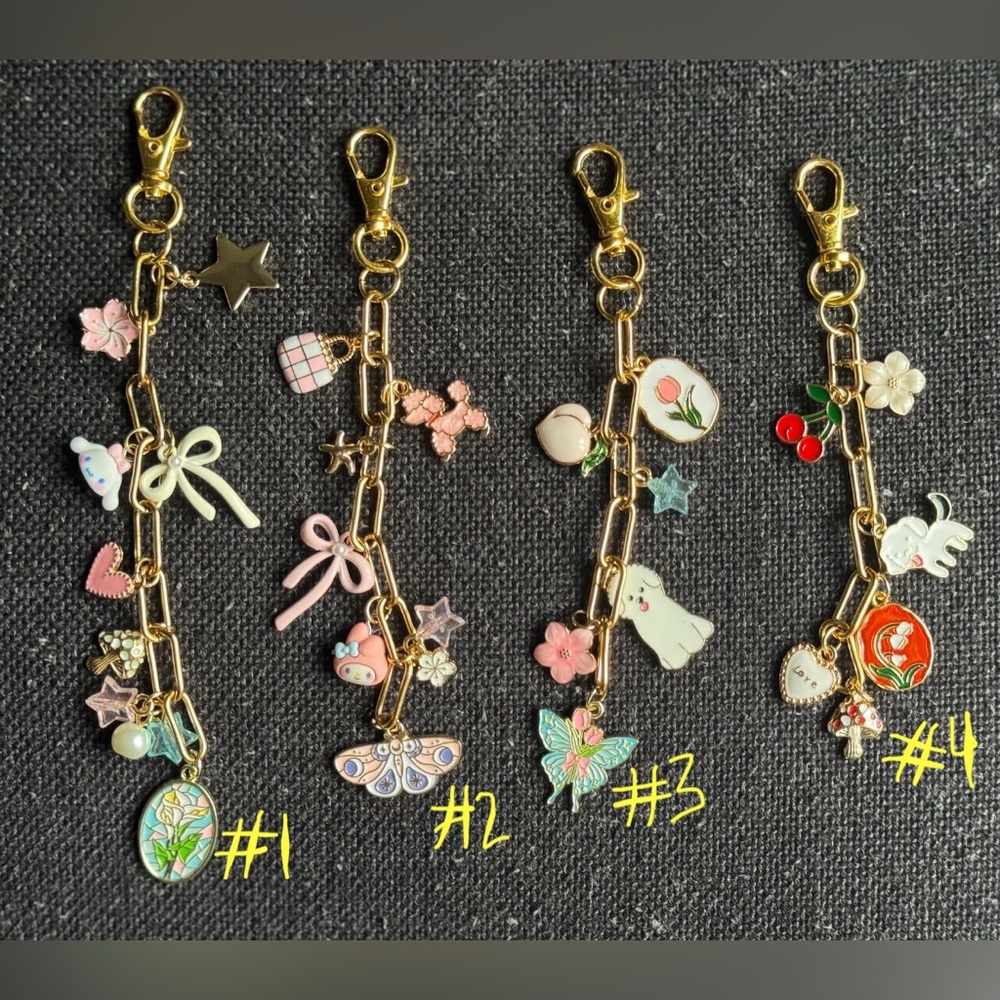 Gold Charm Keychain Set